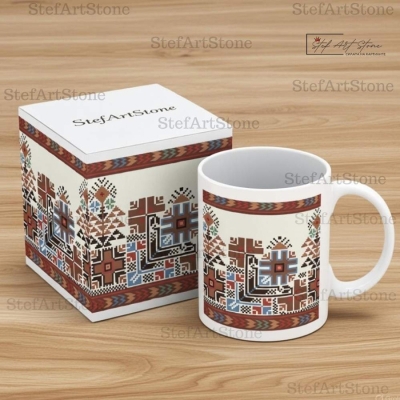 Керамична Чаша с Плевенска Шевица "Древен Знак за Хармония"