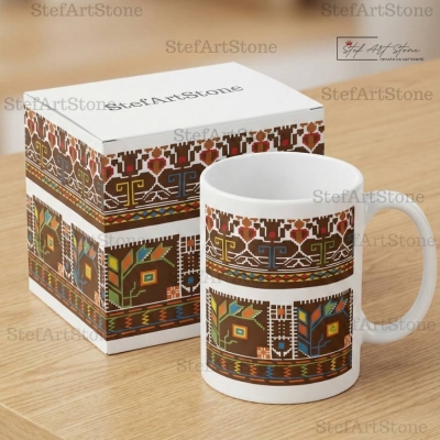 Керамична Чаша с Плевенска Шевица "Земни Багри" 