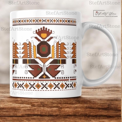 Керамична Чаша с Шевица в Земни Тонове "Мъдростта на Корена" 