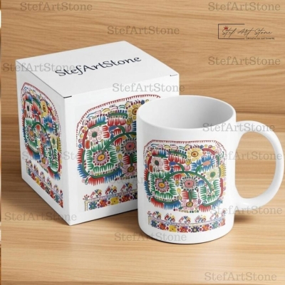 Керамична Чаша със Софийска Писана Шевица "Градината на Живота" 