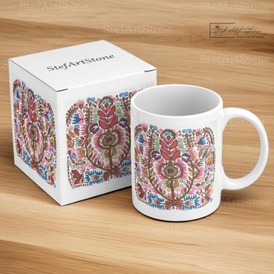 Керамична Чаша със Софийска Писана Шевица "Дървото на Живота" 