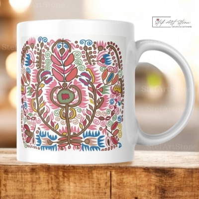 Керамична Чаша със Софийска Писана Шевица "Дървото на Живота" 