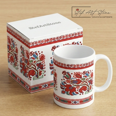 Чаша със Самоковска Шевица "Цъфнал Клон" – Български Сувенир