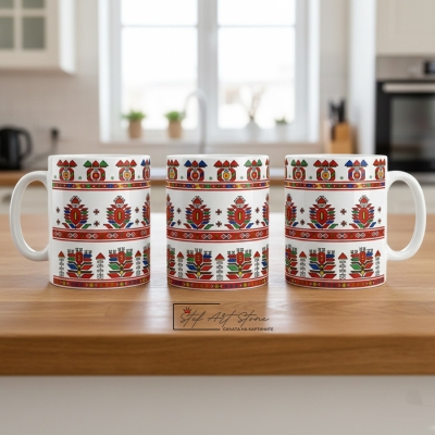 Чаша с Българска Шевица „Самоковска Градина“ – Автентичен Етно Дизайн