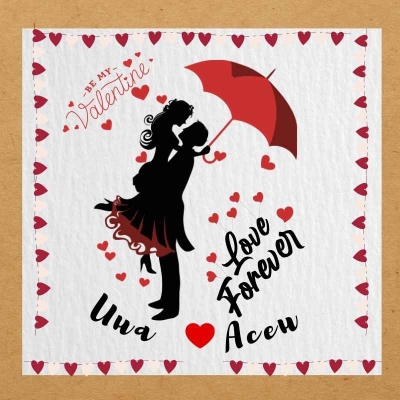 Персонализирана Картичка "Love Forever" с Вашите Имена (14х14 см)