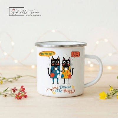 Метално Канче "Щастие и Котки" 