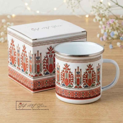 Метално Канче с Родопска Шевица – "Дървото на Живота" (Кърджали) + Подаръчна Кутия