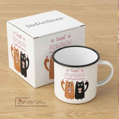 Метално Канче "Best Friends" – Котки 