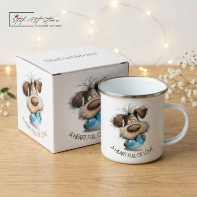 Метално Канче "A Heart Full Of Love" – Куче със Синьо Сърце