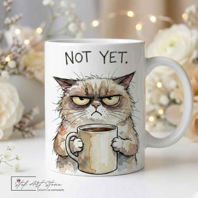  Сърдито Коте с Кафе |Забавни Чаши за Подарък