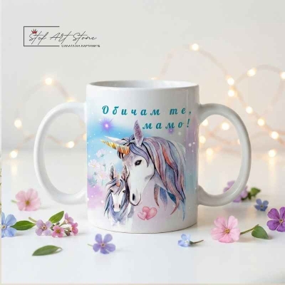 Керамична чаша с нежен дизайн, подходяща за подарък на мама