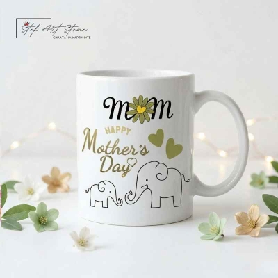 Керамична чаша с нежен дизайн, подходяща за подарък на мама