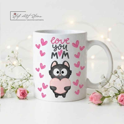 Чаша с надпис Обичам те, мамо