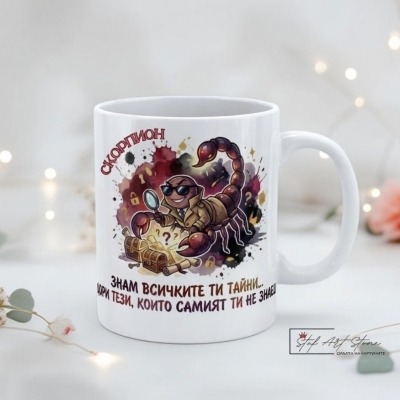 Зодиакална чаша със забавен надпис – СКОРПИОН