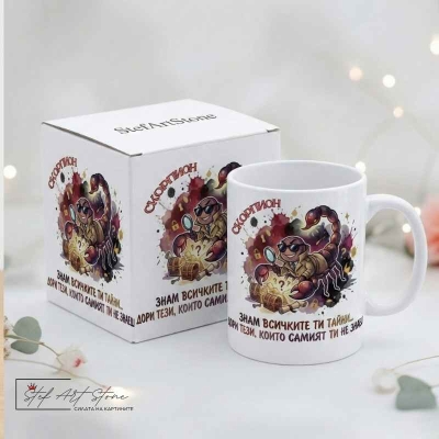  Чаша със забавен надпис – СКОРПИОН | Чаша за подарък