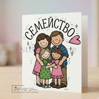 Подаръчна картичка за празмик -  за Подарък за Семейство