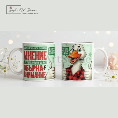 Забавна чаша за подарък с надпис за експертно мнение