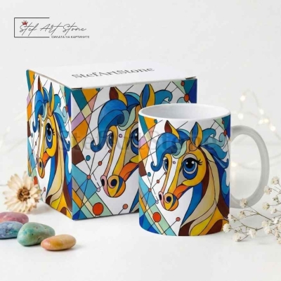 Арт Чаша за Подарък с Кон | Авторски Дизайн