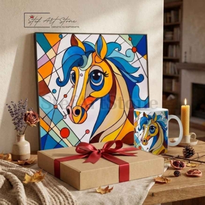 Абстрактна Картина с Кон "Свободен дух" (Опция Комплект)