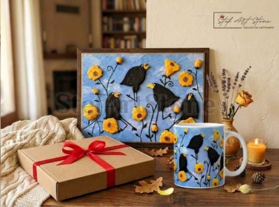 Арт Чаша за Подарък с Врани | Авторски Дизайн