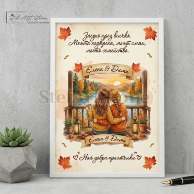 Персонализиран Постер с Рамка "Заедно през всичко" | Подарък за Приятелка