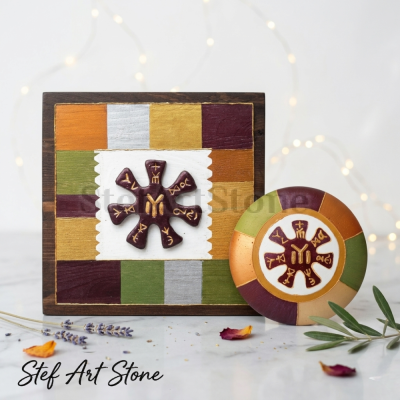 Комплект Картина и Камък Розетата от Плиска | Български Подарък