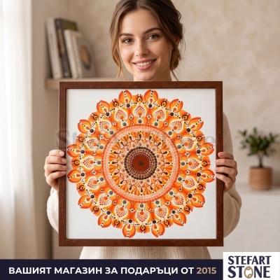 Картина за стена мандала „Слънчоглед“ в топъл интериор