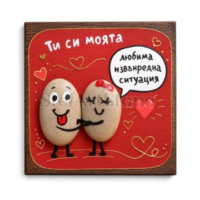 Забавен подарък за двойка „Любима извънредна ситуация“ – рисувана картина 20×20 см
