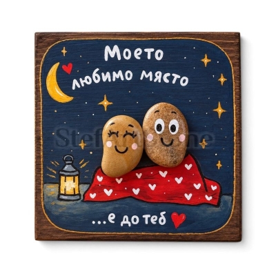 Романтичен подарък за любим човек „Моето любимо място“ – рисувана картина 20×20 см