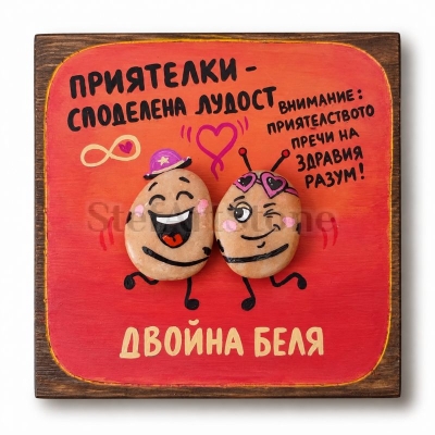 Подарък за приятелка – ръчно рисувана картина „Двойна беля“