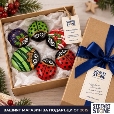 Комплект 6 рисувани камъни калинки в подаръчна кутия StefArt Stone Тук има важно правило: не преименувай старите 4 файлове само за SEO. Ако веч