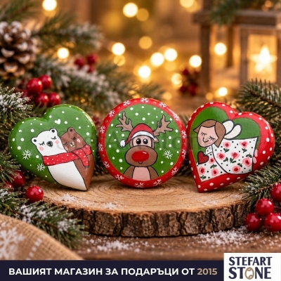 Коледен комплект от 3 ръчно рисувани декорации – еленче, ангелче и мечета